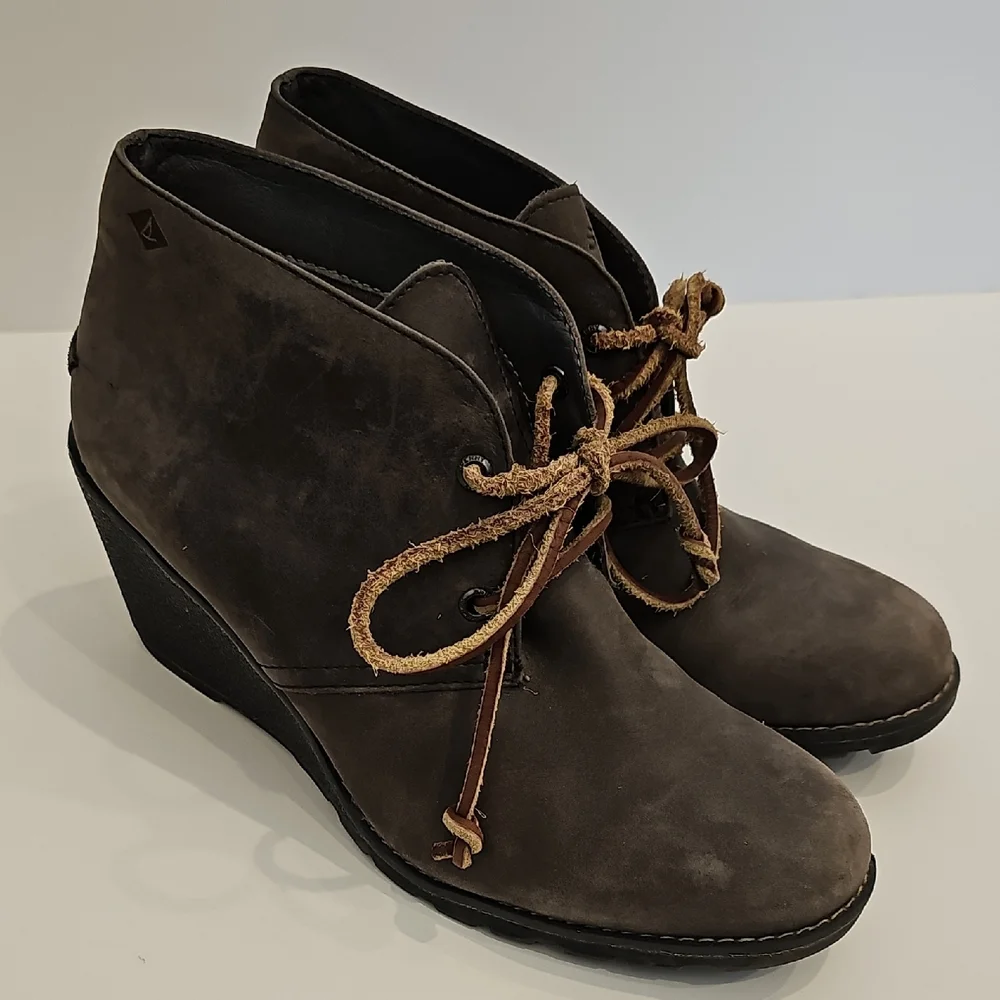 Sperry Women's Gray Ankle Booties Leather Size 8.5 Celeste Prow - Picture 2 of 9